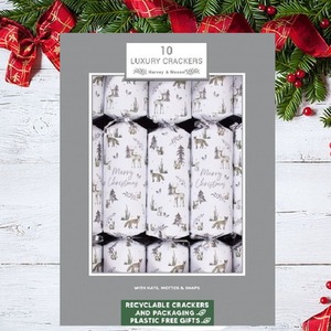 10 Luxury White Woodland Christmas Crackers