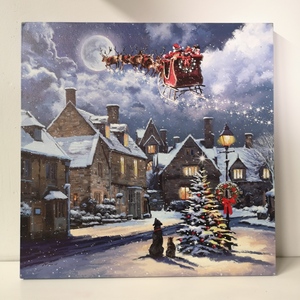 White Light up Christmas Santa Dog Scene Wall Art shot 2541501
