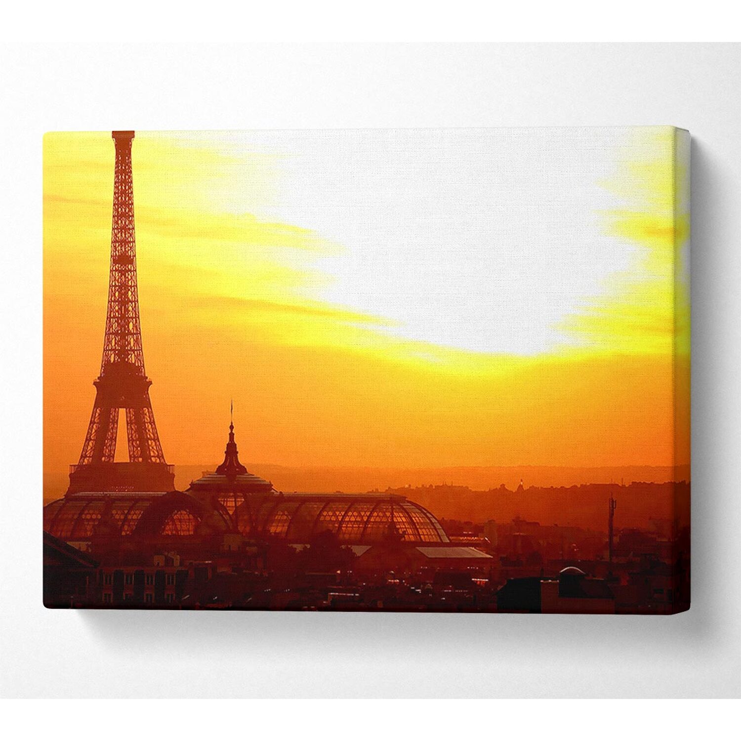 Wallart-Direct - Eiffel Tower At Sunset Canvas Print Wall Art - Yellow / 101.6cm thumbnail