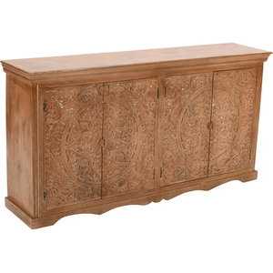 Carved Mango Wood Extra Large Sideboard with 4 Doors