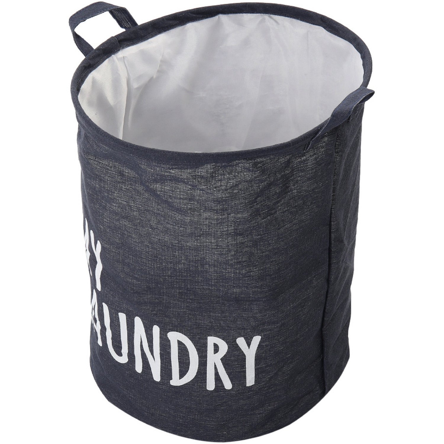 Livingandhome Linen Laundry Hamper With Drawstring - Navy Blue