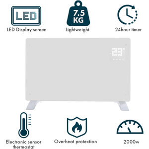 White 2000w Smart Glass Panel Heater with Wifi  shot 4718104