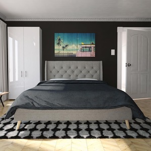 Novogratz Her Majesty King Bed in Grey Linen