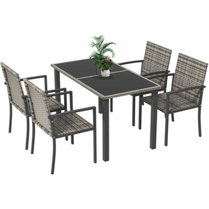Mixed Grey Outsunny 5 Pieces Rattan Garden Furniture Set shot 4823438