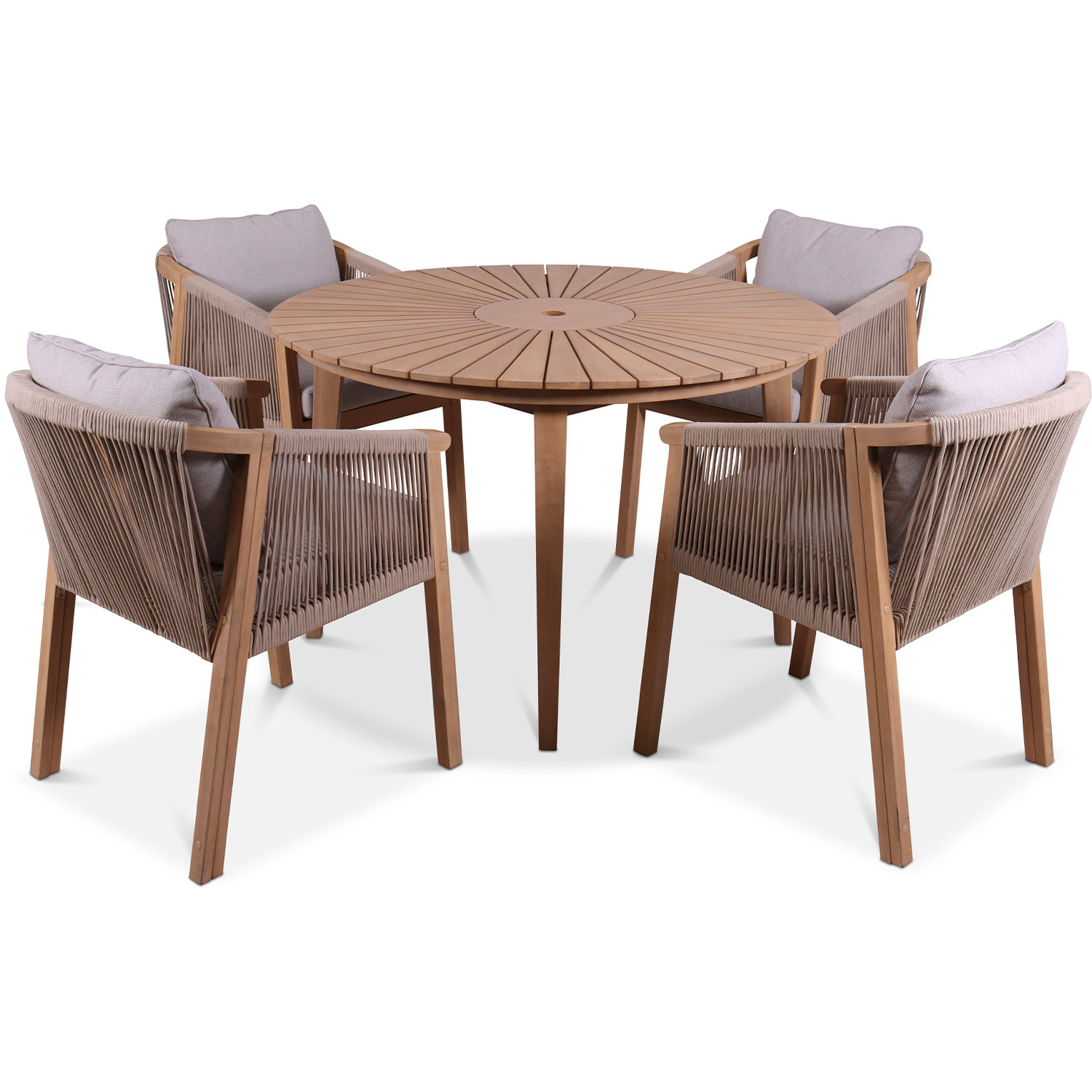 Roma 5 Piece Round Dining Set - Beige 1 X Table 4 X Dining Chairs