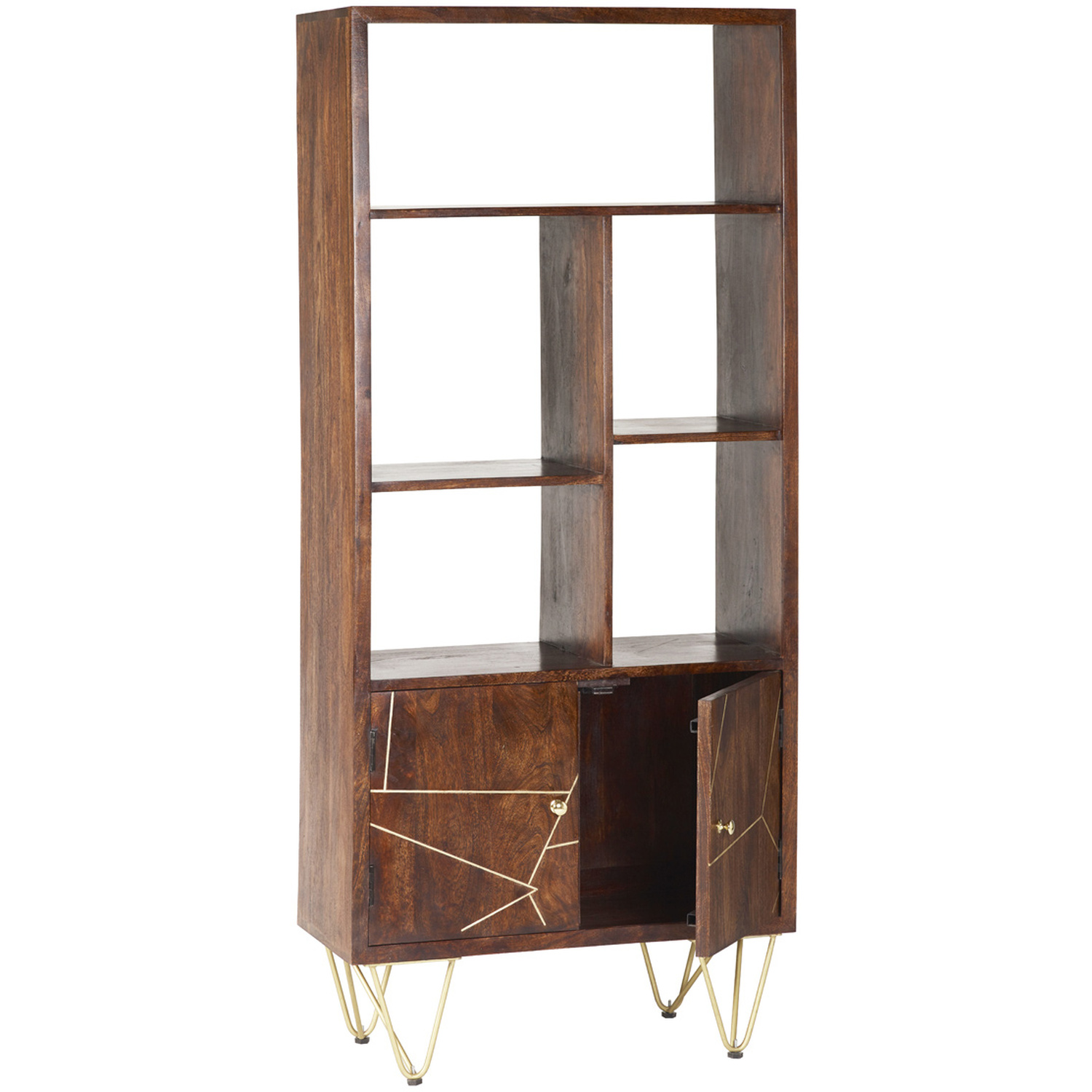 Dark Gold Large Bookcase 2 Door - Brown
