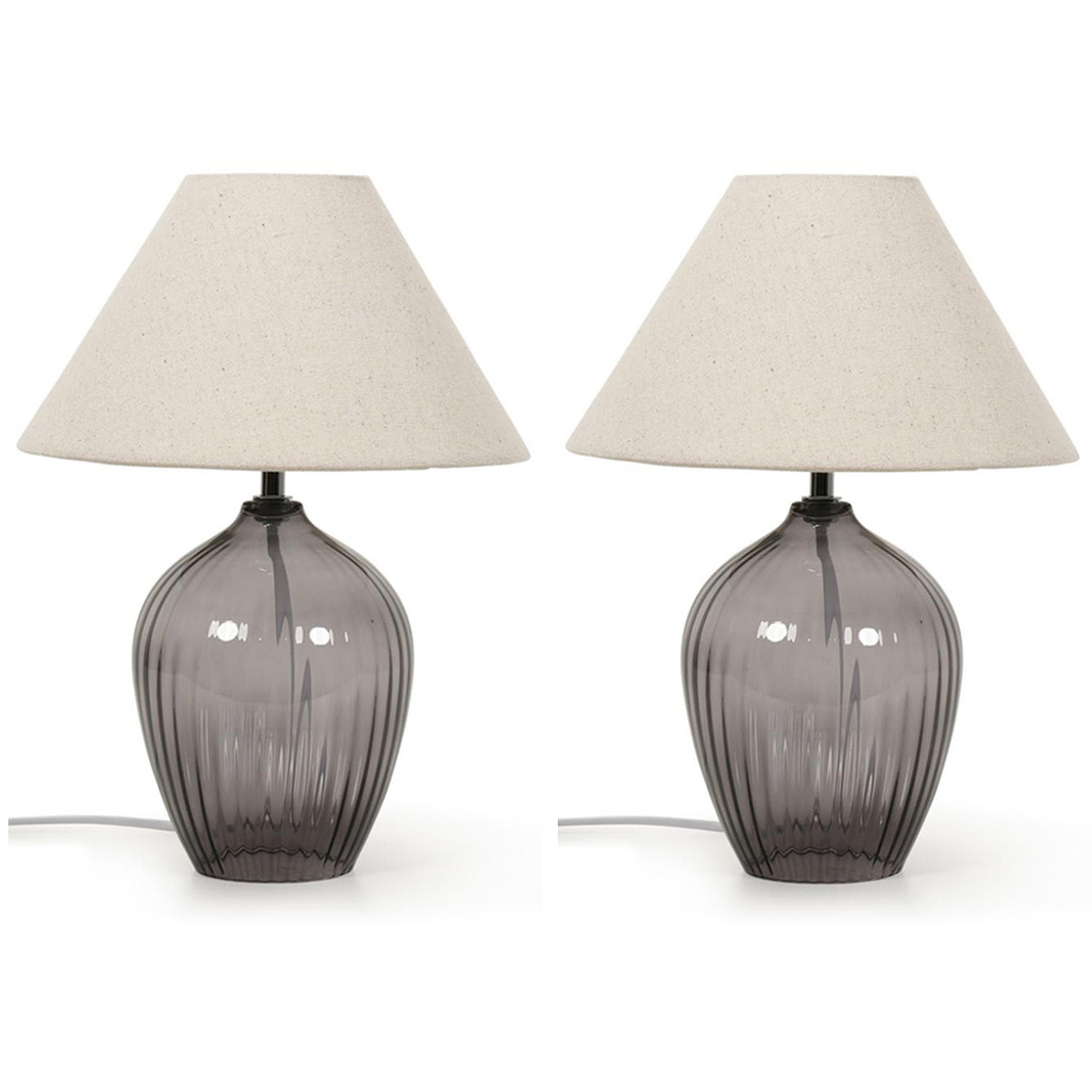 Olivet Glass Table Lamps - Set of 2 - Grey