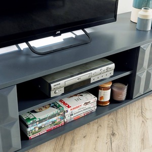 Grey Home Source Siena 2 Door High Gloss TV Stand Storage Unit shot 5082891