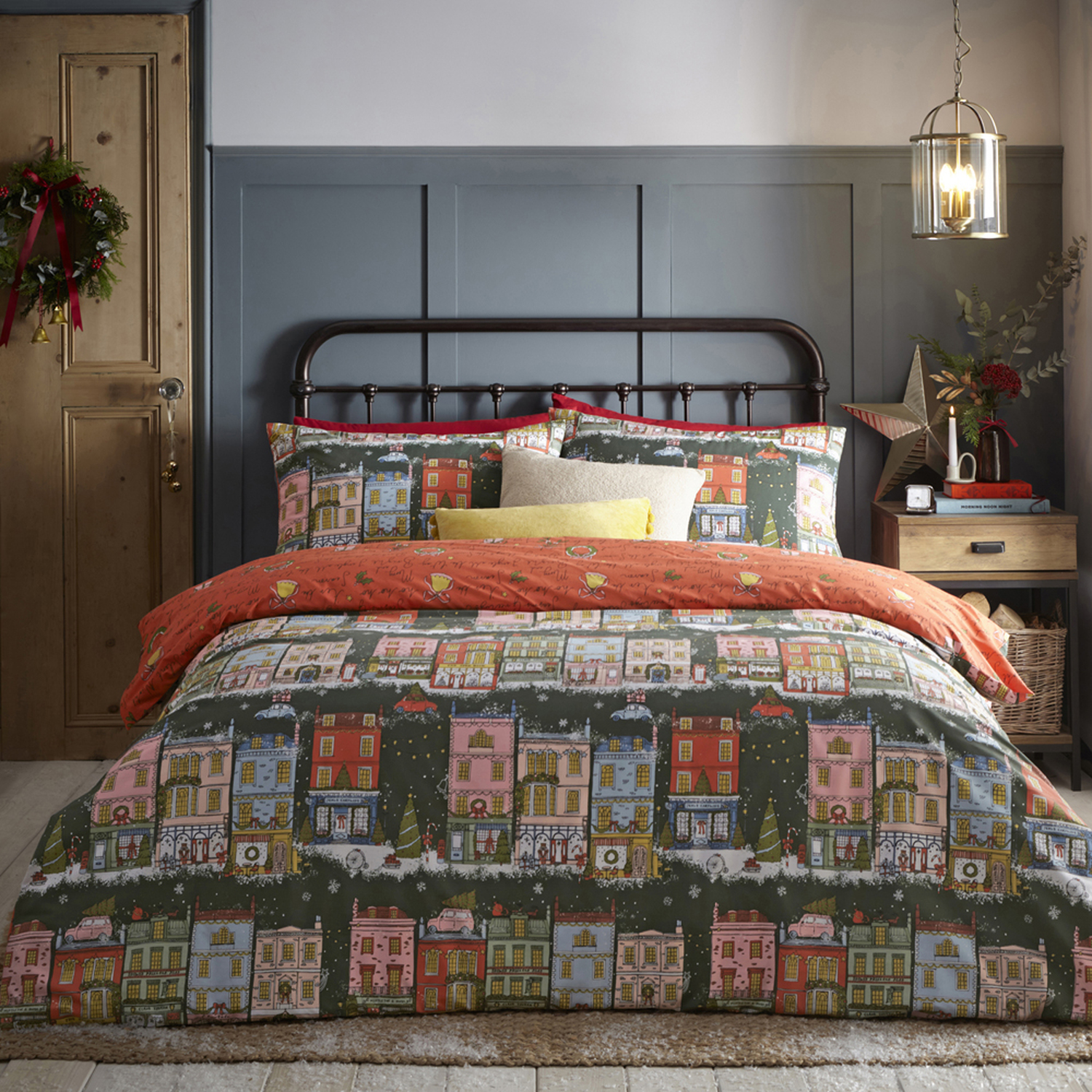 Christmas Spirit Festive Duvet Cover Set - Green / Double