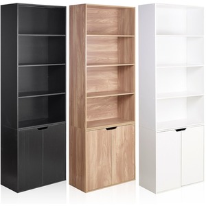 6 Tier Bookcase With 2 Door Cupboard Cabinet