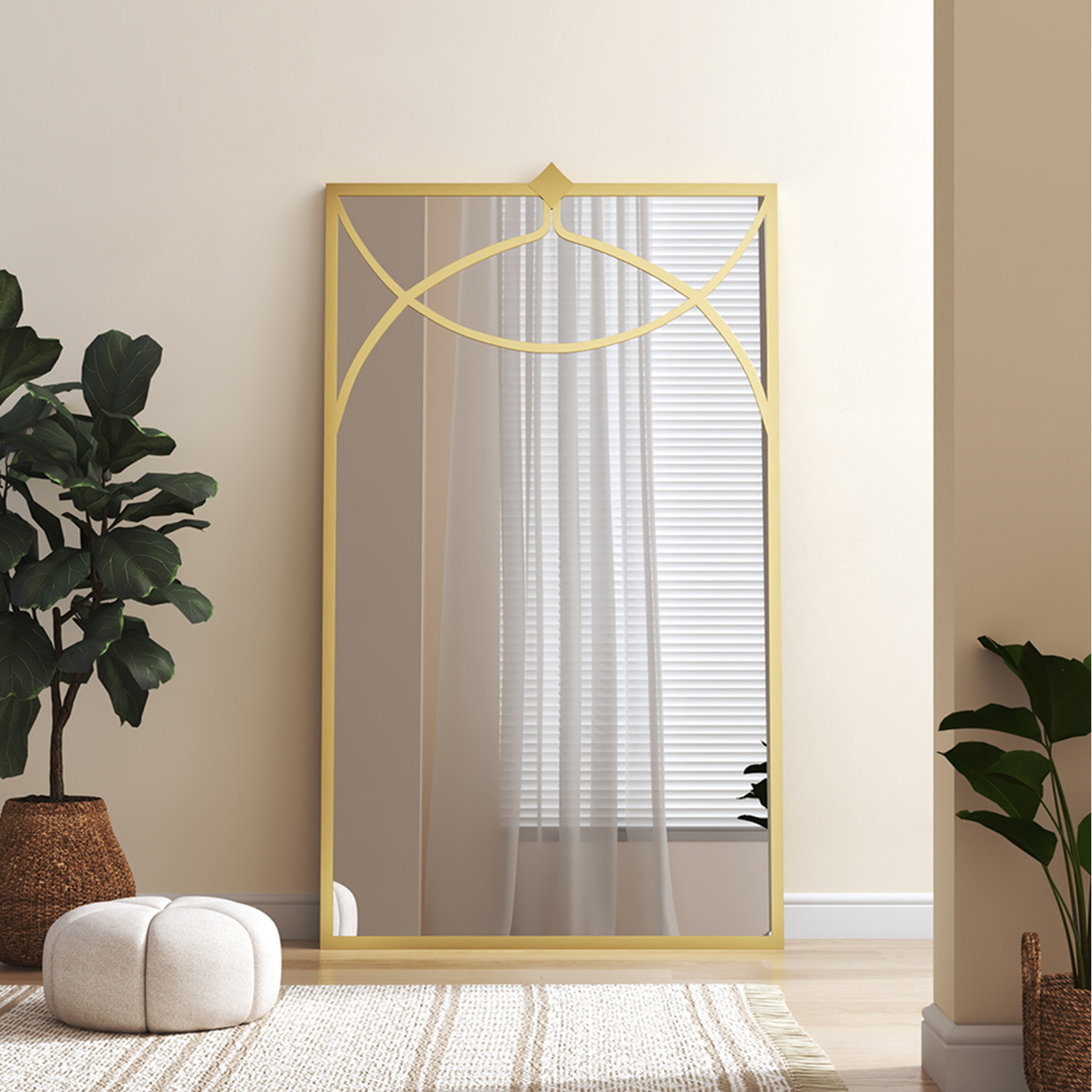 Image of Metal Decorative Wall-Mounted Mirror - Gold