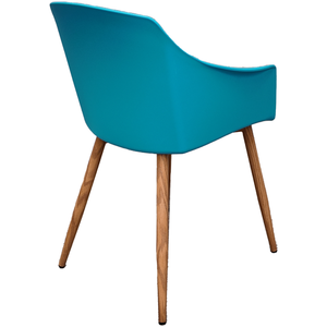 Blue Single Eden Plastic Dining Chair with Padded Leather Cushions for Dining Room shot 6828233