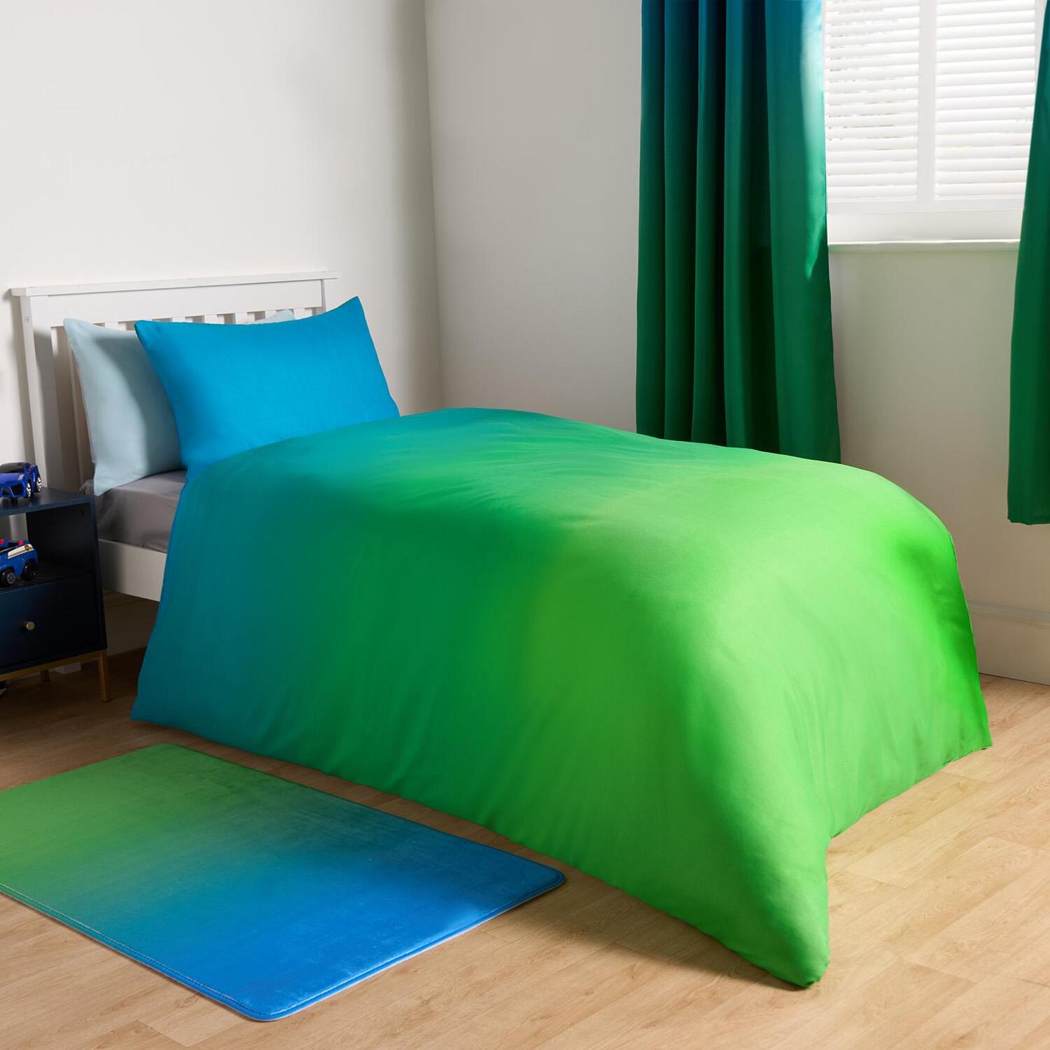Reversible Ombre Duvet Cover Set - Green Double