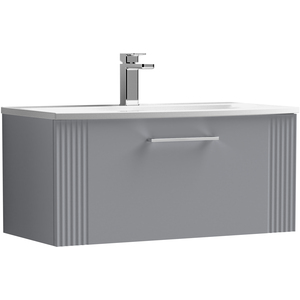 1 Drawer Wall Hung Vanity Unit Curved Basin Grey 800mm