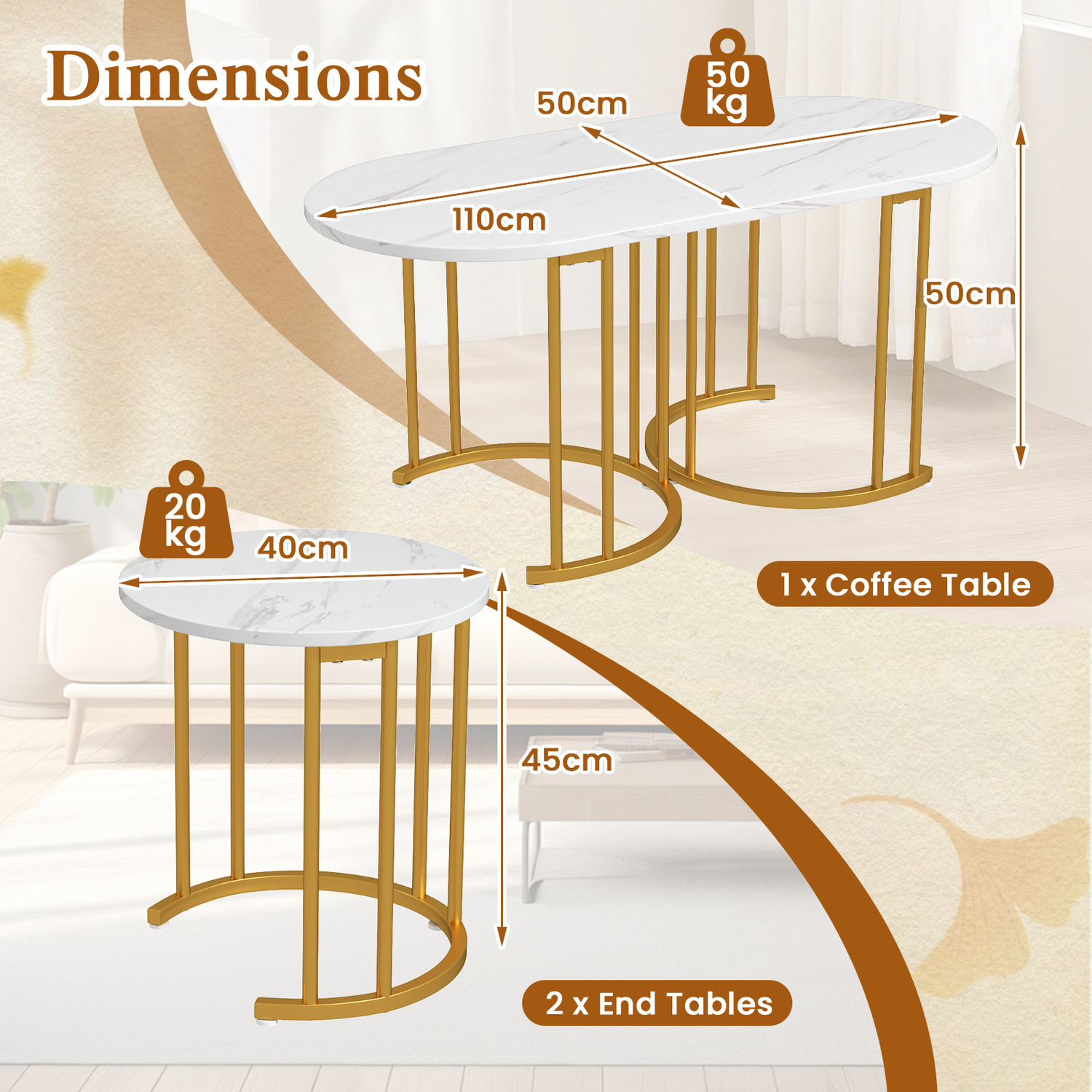 Nesting Coffee Table Set of 3