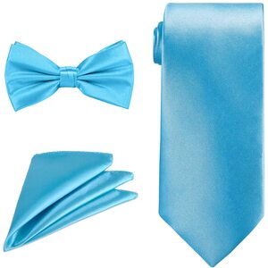 Men Ties Set, Bow Tie,  Satin Necktie  with Handkerchief for Casual, Formal Wear