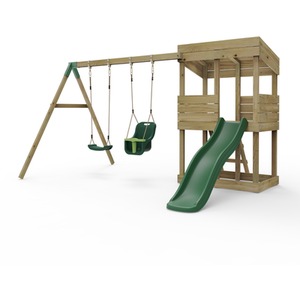 Wooden Lookout Tower Playhouse with 6ft Slide