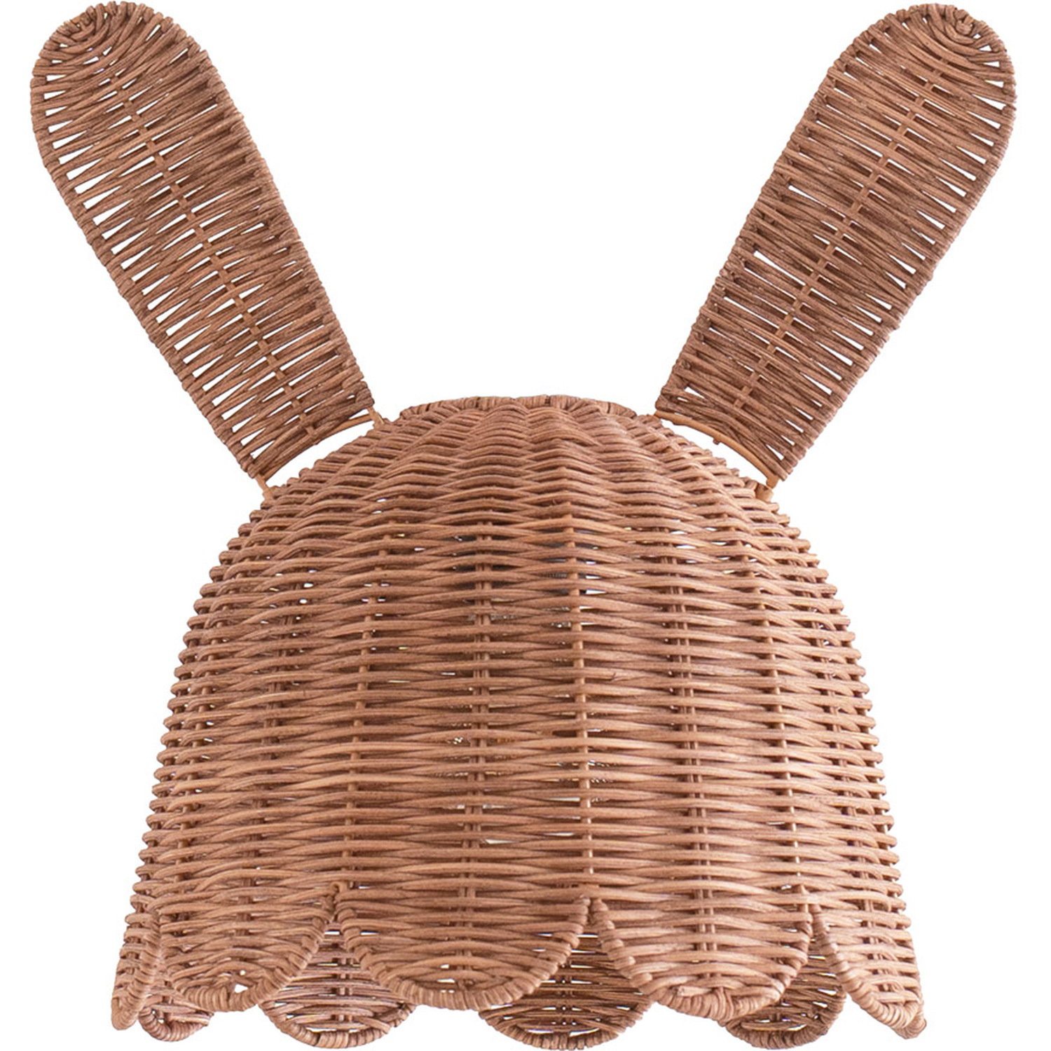 Bella Rattan Wicker Bunny Easy Fit Ceiling Light Shade and LED Bulb - Brown