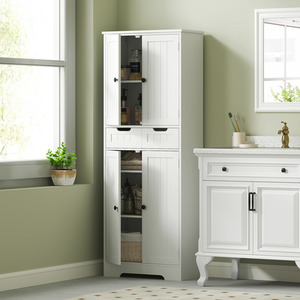 HOMCOM Bathroom Tall Cabinet with Drawer Adjustable Shelf Doors