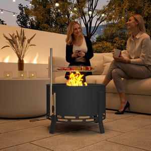 Outsunny 58 cm Portable Fire Pit with Grill Grate