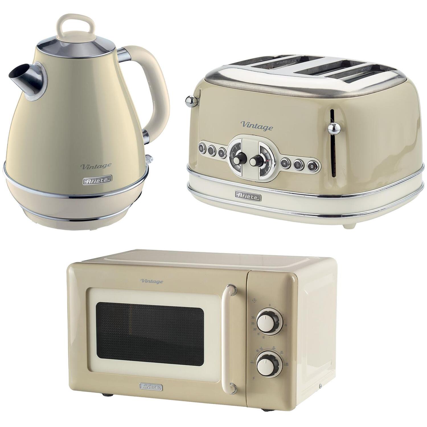 Ariete Vintage Arpk61 Cream Microwave With Jug Kettle 1.7L And 4 Slice Toaster - Image 6
