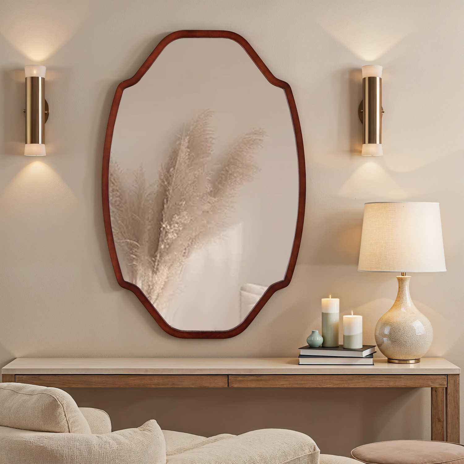 Image of Garda Irregular Mirror with Walnut Frame&hellip;