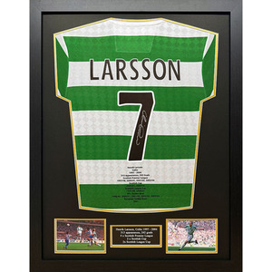 Henrik Larsson Signed and Framed Celtic Stats Shirt