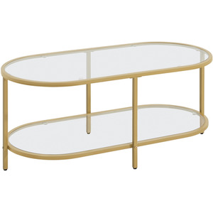 Gold Yaheetech Modern Clear Glass Oval Coffee Table shot 9881341