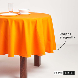 Orange Plain Cotton Round Tablecloth shot 9903663