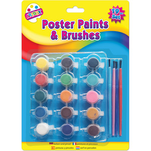 Poster Paints and Brushes 19 Piece Set
