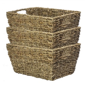 Set of 3 Natural Seagrass Storage Basket
