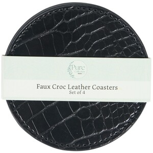 Set of 4 Faux Croc Leather Coasters