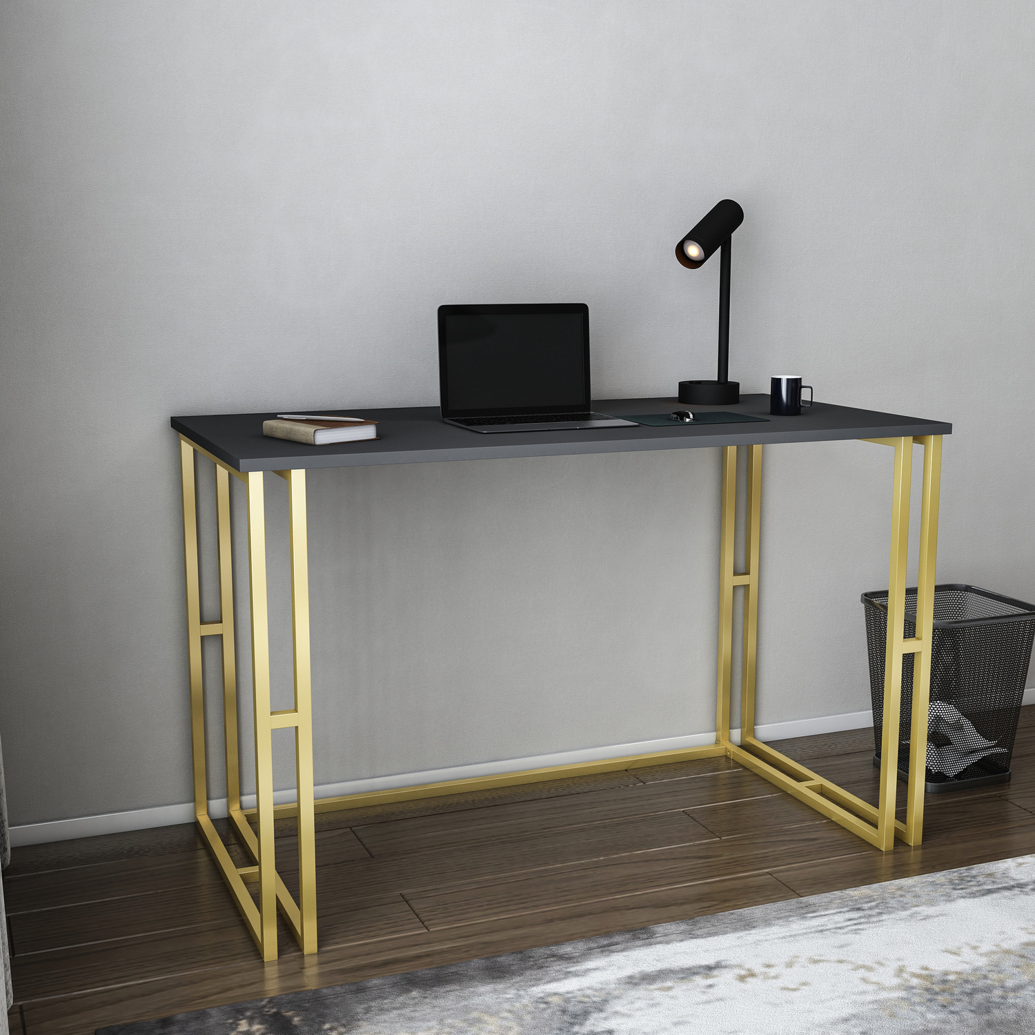 Kane Study Desk - Gold And Anthracite