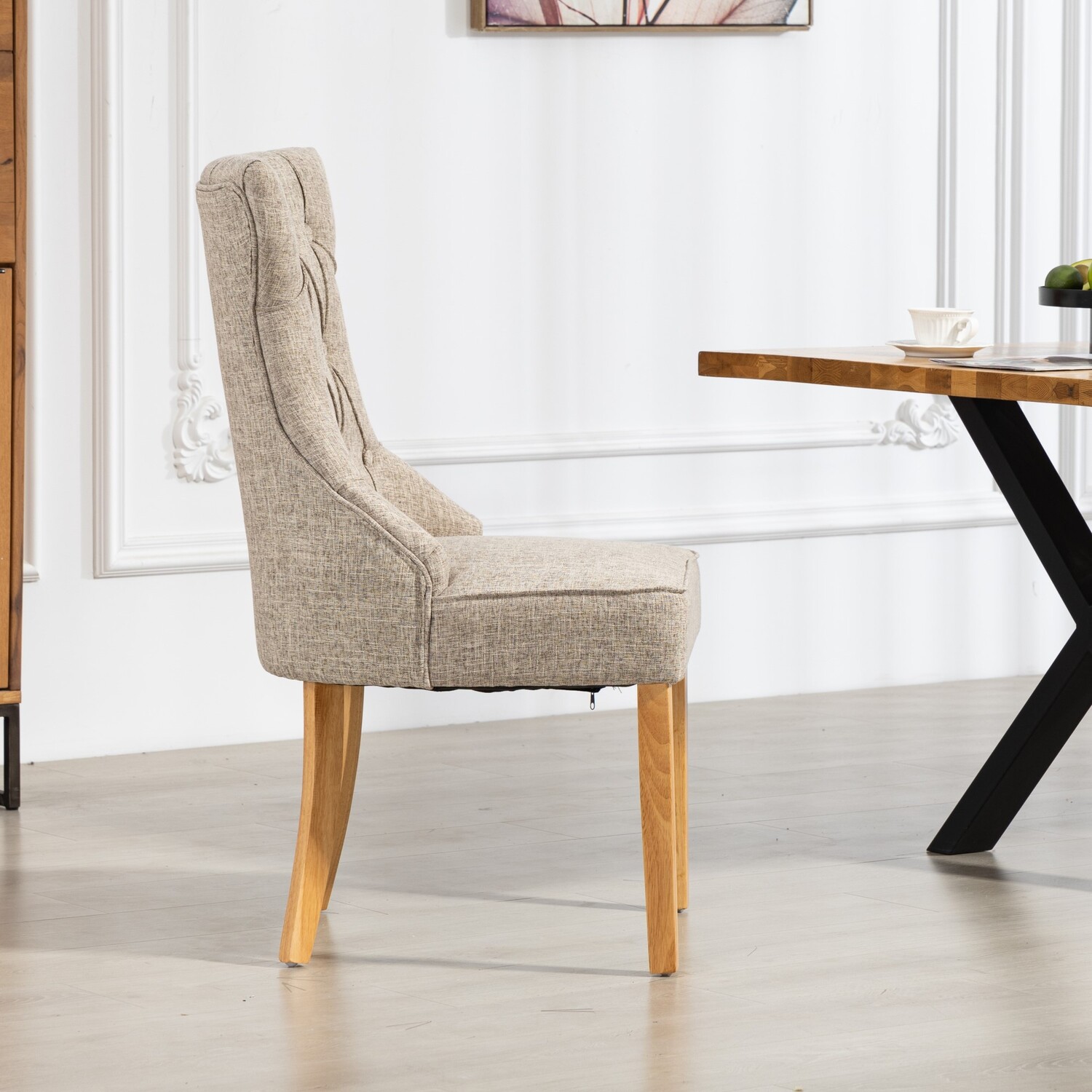 Tiana Fabric Dining Chairs - Set Of 2 - Light Brown