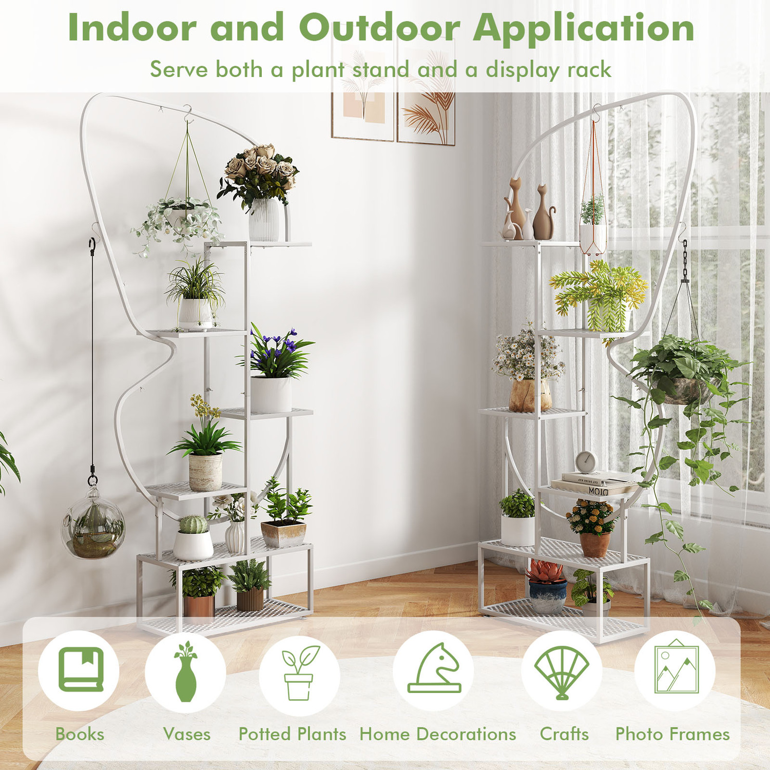 6-tier Butterfly-shaped Flowerpot Shelf - White