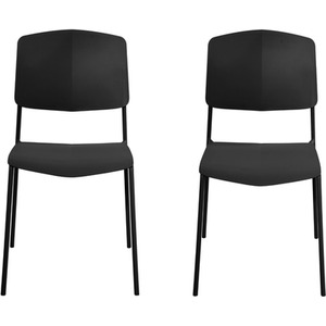 Black Pair of Academy Kitchen Chairs, Plastic Seat And Back With Metal Legs shot 10474391