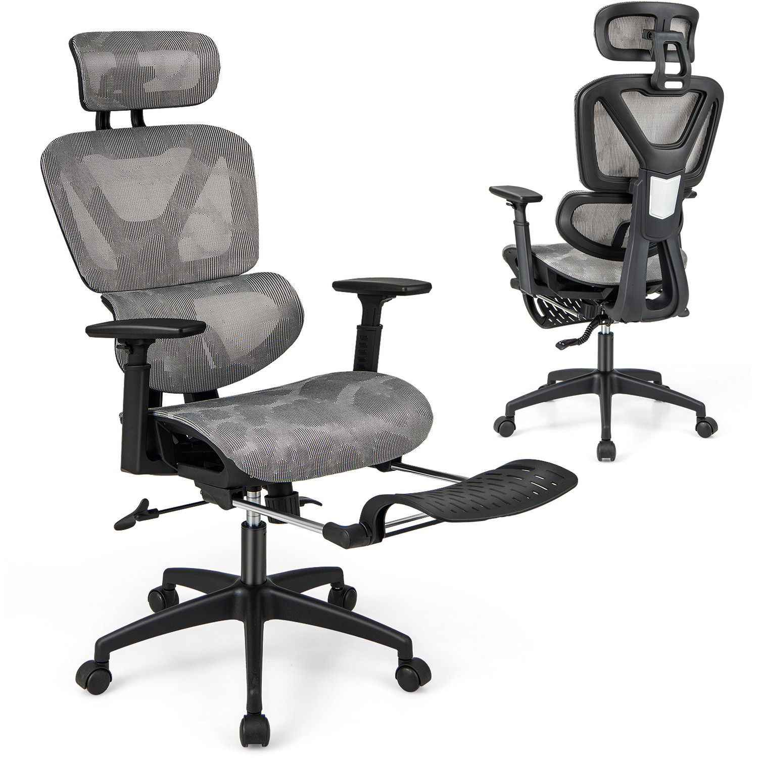 Adjustable Mesh Office Chair - Grey