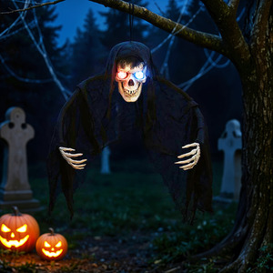 Halloween Light-Up Eyes Skull Ghost Hanging Decor