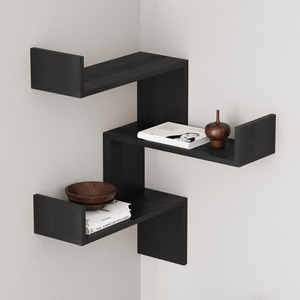 Black Wood Luksa Corner Bookcase shot 10601970