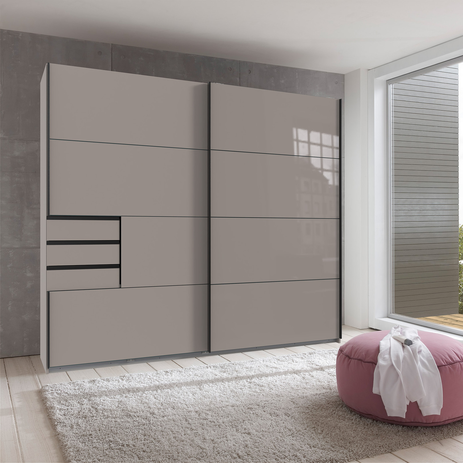 Saigon Solo Sliding Wardrobe - Grey 225cm Grey
