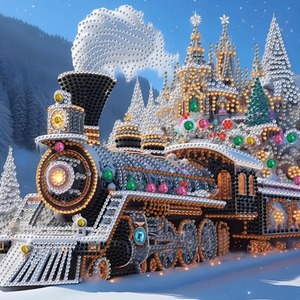Christmas Steam Train Diamond Painting Kit