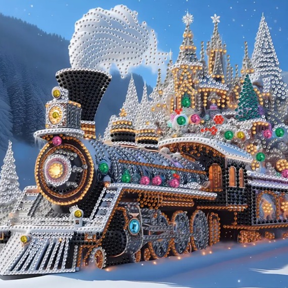Christmas Steam Train Diamond Painting Kit