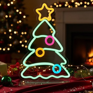 Neon LED Christmas Tree Light Sign Table Top Decoration Small 24cm