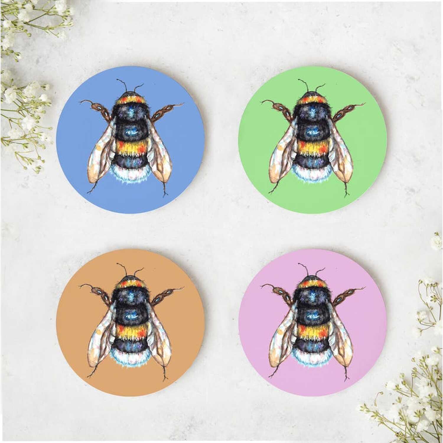 Image of Bumble Bee Coasters - Yellow