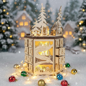 Wooden LED Advent Calendar Music Box