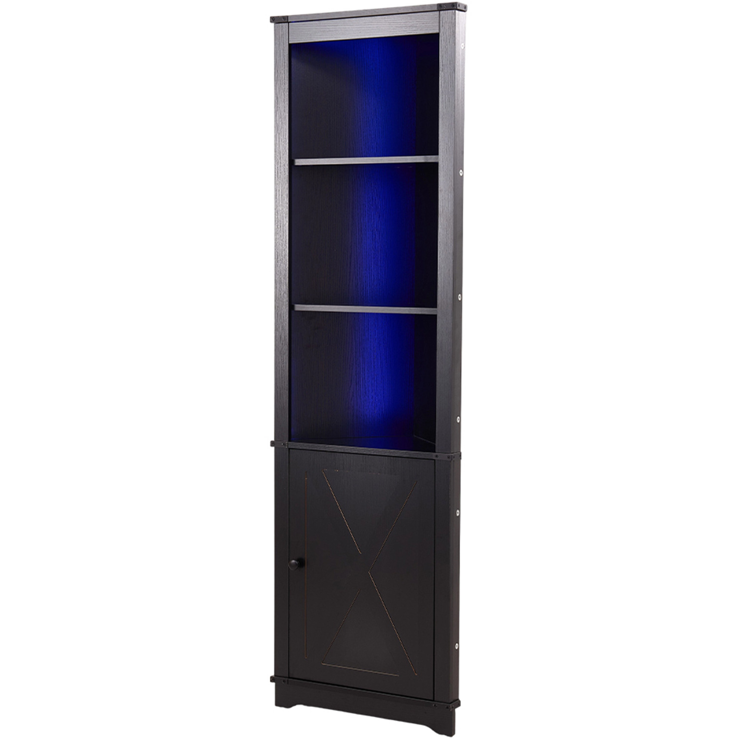Corner Wine Cabinet With Led Lighting - Black