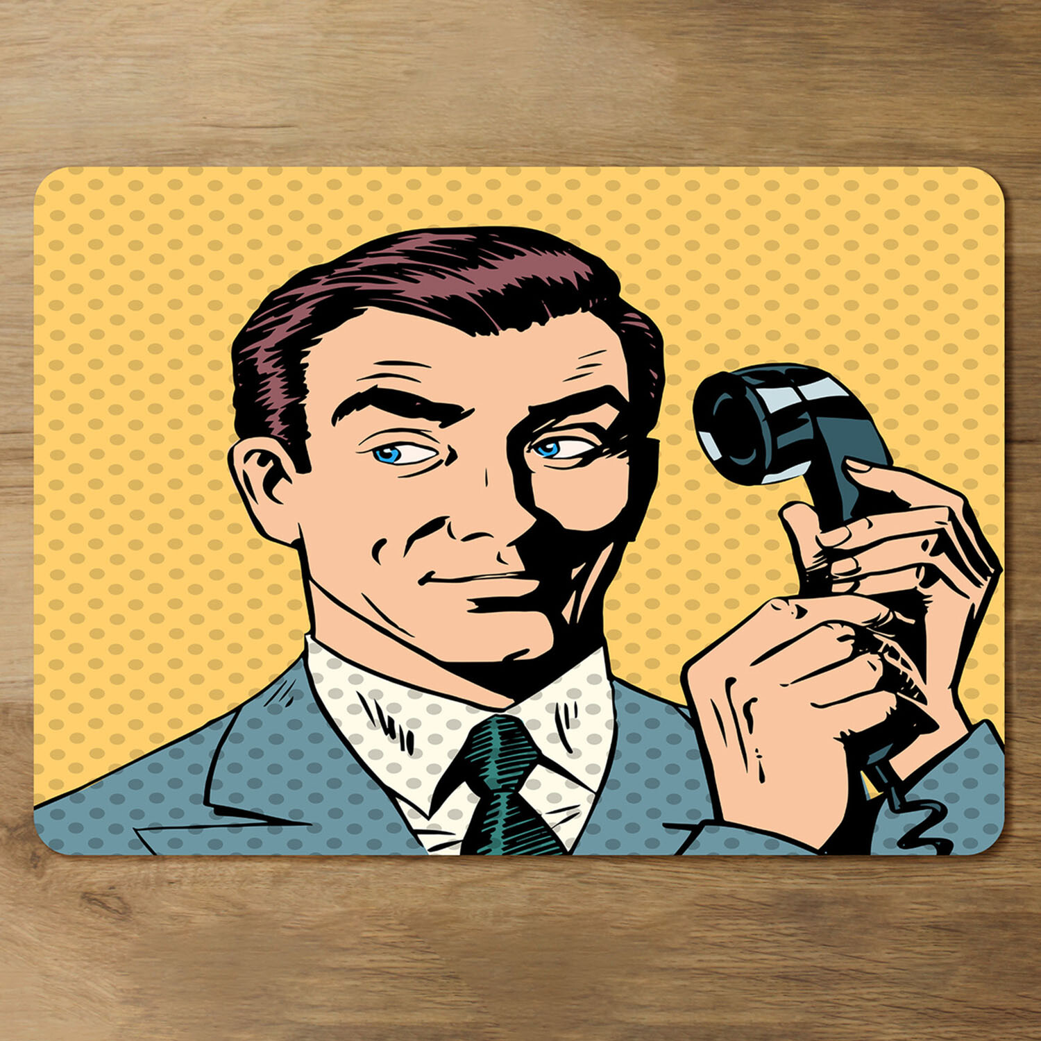 phone style pop art retro Designer Placemat Set - Yellow