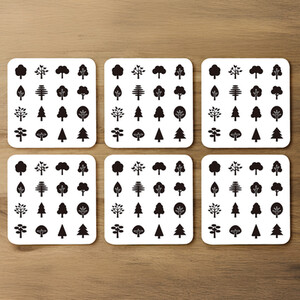 Tree Silhouette Illustrations Designer Coaster Set