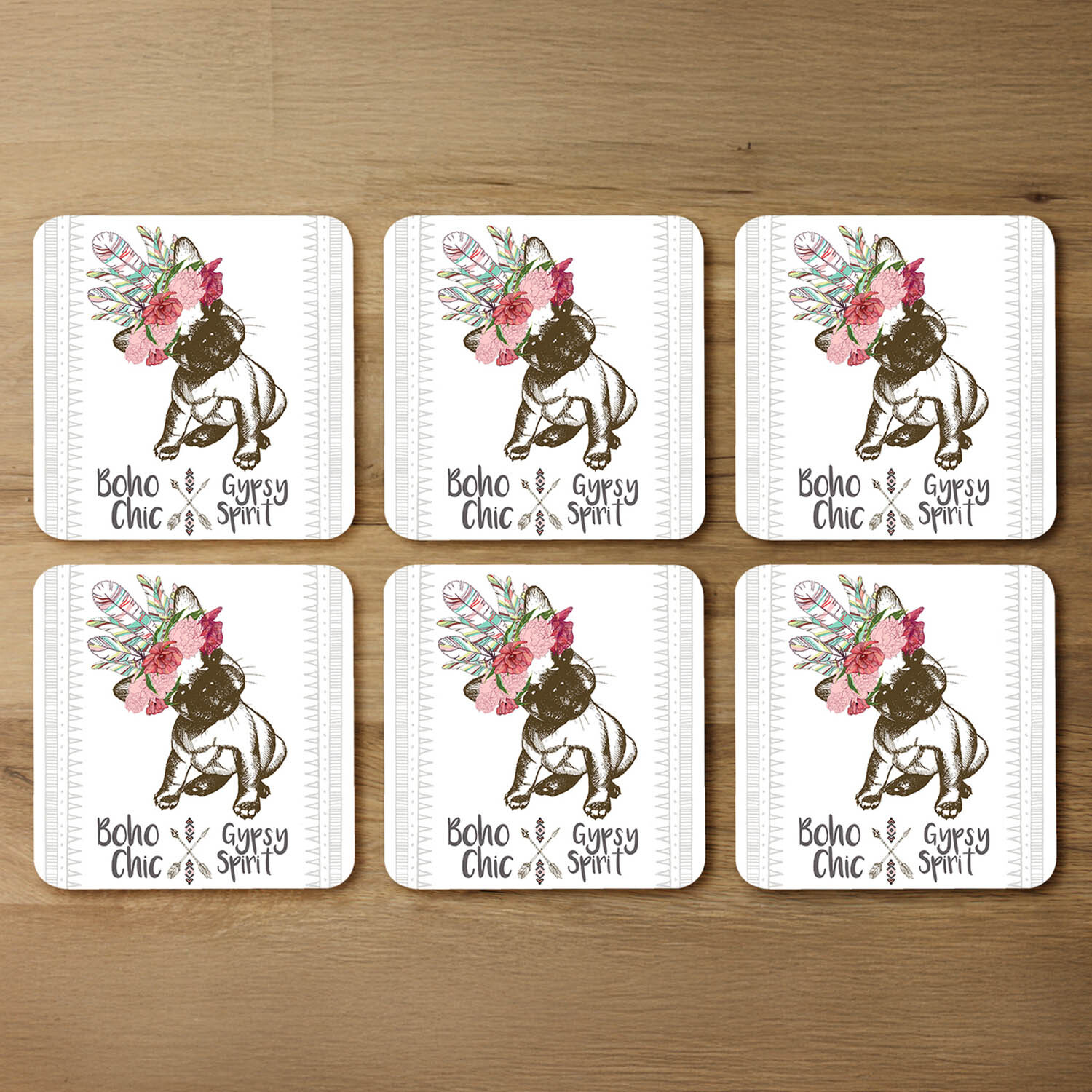 Portrait Of French Bulldog Puppy Coaster - Brown