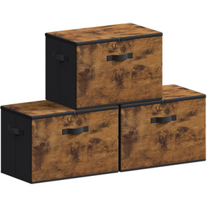 Foldable Storage Organiser Boxes, Storage Basket Bins, Rustic Brown